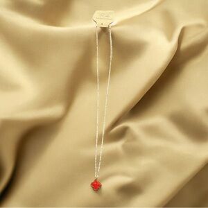 Source Unknown Gold-tone Stainless Steel Necklace with Red/Black Pendant